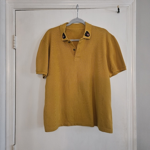 Gucci Kids Yellow Cotton Panther Embroidery Polo Kids XXL - Picture 1 of 15